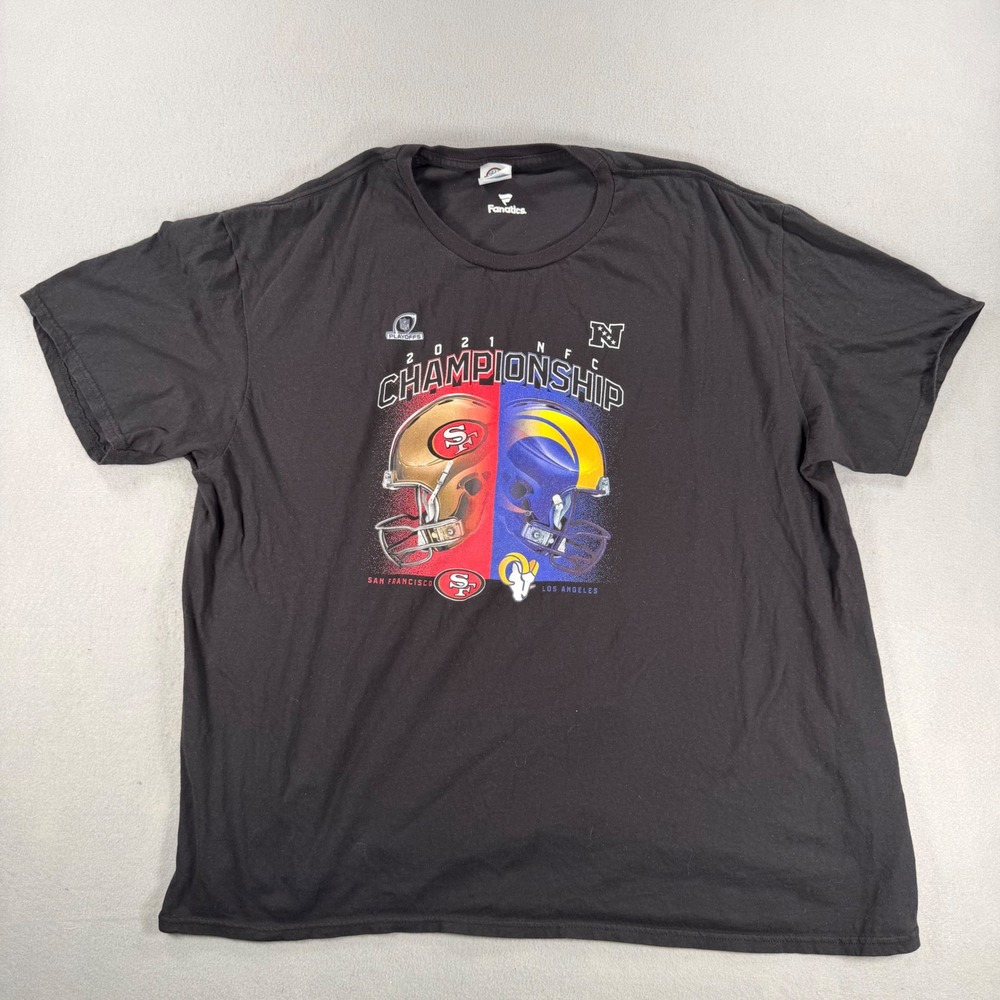 Fanatics Mens 2021 NFC Championship T-Shirt 49ers vs Rams Black Graphic Tee 3XL